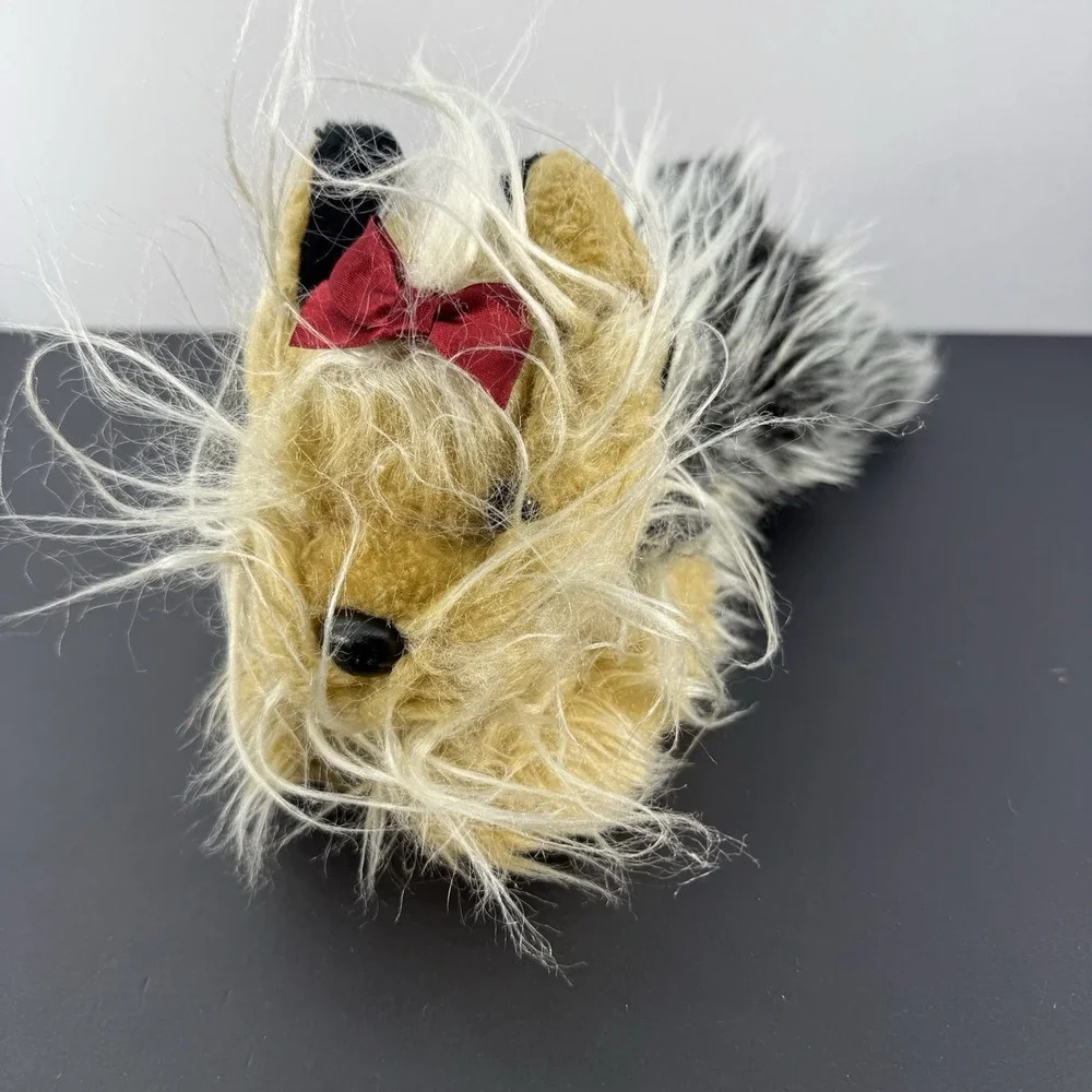 Toys r Us Animal Alley Yorkshire Terrier Dog Plush Stuffed Long Hair Red Bow 11